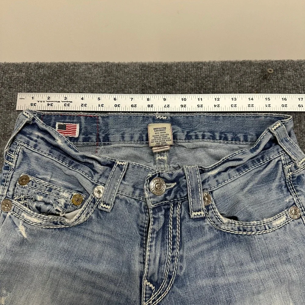 True Religion Jeans Mens Size 32 Light Wash Bobby Big QT Straight